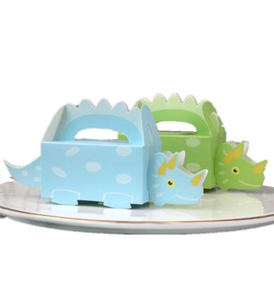 China Creative Recyclable Baby Shower Or Wedding Candy Favor Small Dinosaur Lovable Decoration Blue Or Green Box for sale