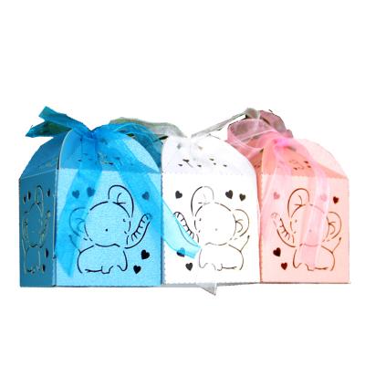 China Hollow Elephant Ribbon Candy Box Recyclable Wedding Favors For Baby Shower Gifts for sale