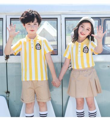 China Kids Costume School Uniforms Models Summer High Quality Custom Made Short Sleeve Set Design OEM Kids Primary School Uniforms For Boys And Girls for sale