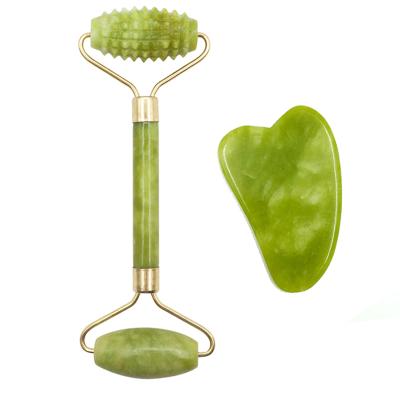 China Natural Face Lift Jade 100 Jade Roller Gua Sha Nephritis Guasha Face Stone Massager With Best Price for sale