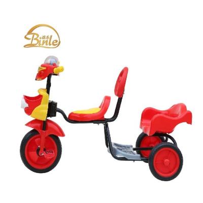 China Music and Lights Price Cheap 3 in 1 Double Seats Kids Plastic Tricycle with Trailer for Twins Children Bangladesh for sale