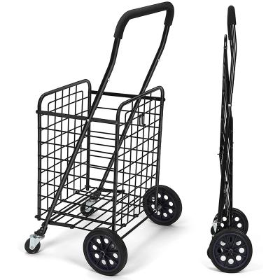 China (Height) adjustable portable shopping cart with double rotating wheels, adjustable handle, compact folding cart, space saving, suitable for grocery shopping for sale