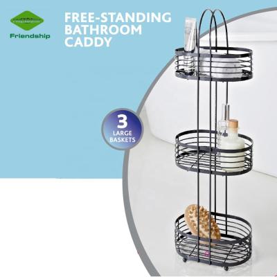 China Wall Mounted Type New Design Powder Coated 3 Tier Standing Bathroom Trolley With 3 Big Basket for sale