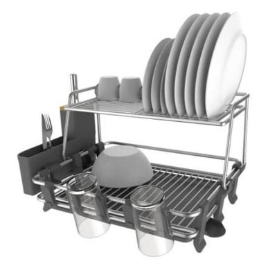 China Viable aluminum multi-functional dish drainer and plastic drip tray for sale