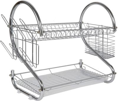 China 2-Layer Sustainable Dish Drainer Rack with Dish Rack Dish Rack Kitchen Countertop Cup Holder and Dish Drainer Rack for sale