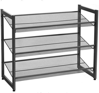 China Modern Manufacturer 3-Tier Shoe Rack Storage, Stackable Mesh, Flat or Angled Steel Shelf Shoe Rack for 9 to 12 Pairs of Shoes for sale