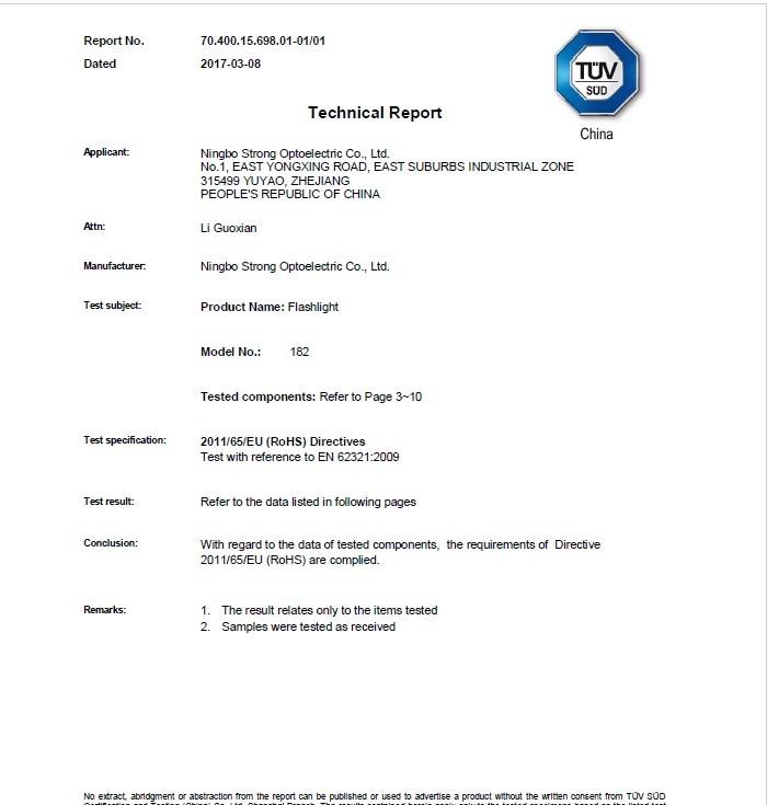 RoHS - Ningbo Strong Optoelectric Co., Ltd.