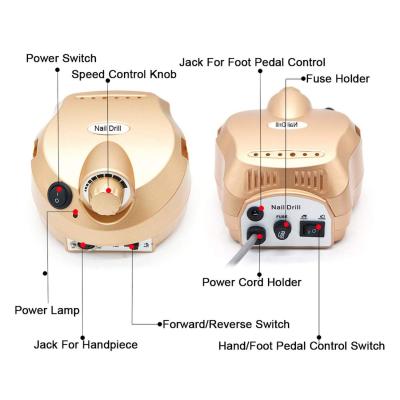 China Professional Long Working Time Battery Nail Drill Machine Electric Manicure Set With Foot Pedal 32000 - 35000 RPM Drills For Nails for sale