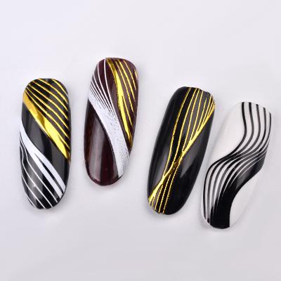 China 2022 New Style Nail Art Decoration Plastic Wraps Rose Flexible Irregular Line Gold Stickers For Nails for sale