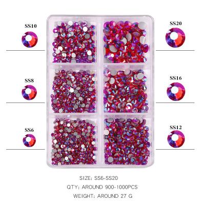 China Easy Apply Metal Nail Art Decoration 3d Flat Back Gemstone Crystal Set 6 Grades Art Decoration Rhinestone Crystal Nails for sale