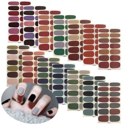 China Full Color Pantone CMYK Various Strips Nail Polish Application Nail Sticker Strips 14 Sheets Solid Color Plastic Easy Wholesale Series for sale