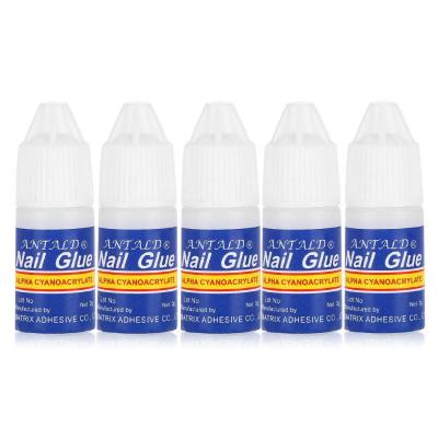 China Wholesale 5 Bottles Durable Non-toxic Waterproof Nail Glue Free Nail Tips Special Nail Art Glue for sale