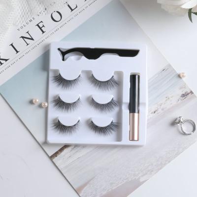 China 3 Pairs Reusable Waterproof Magnetic Reusable Eyelash Extensions 3D False Eyelashes Grafting Set Wholesale for sale