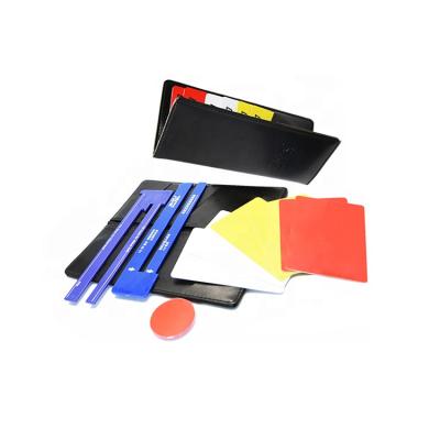 China Professional table tennis/tournament officials kit (2 white/2 yellow/1 red card, 1 edge picker, 1 plastic iron/1 ruler) for sale