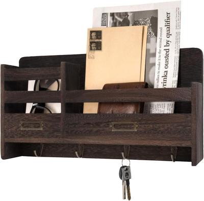 China Wooden Mail Sorter Organizer 2-Slot Wooden Main Wall Mail Rack Stand Holder for sale