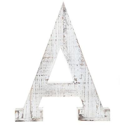 China Europe Distressed White Wall Decor Free Standing Alphabet Monogram A Wooden Letter for sale