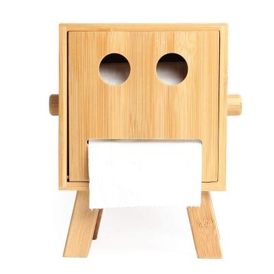 China Handmade Creative Robot Style Holder Toilet Paper Bamboo Tissue Box for sale