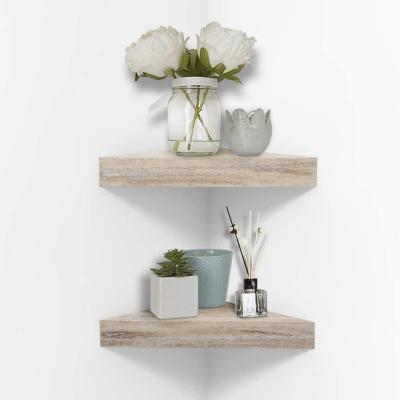 China Rustic Wooden Corner Wall Handmade Wall Mounted Floating Corner Shelves for sale