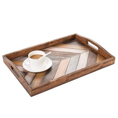 China Vintage Handmade Rustic Chevron Breakfast Serving Trays For Stools for sale