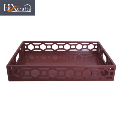 China Eco-friendly Chinese Wholesale Brown Custom Retro Wood Serving Tray , Cup Tray for sale