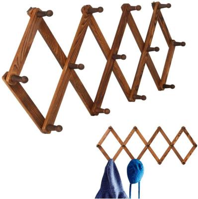 China Expanding Peg Rack Multi-Purpose Accordion Wall Hangers in Viable Vintage Wood for sale