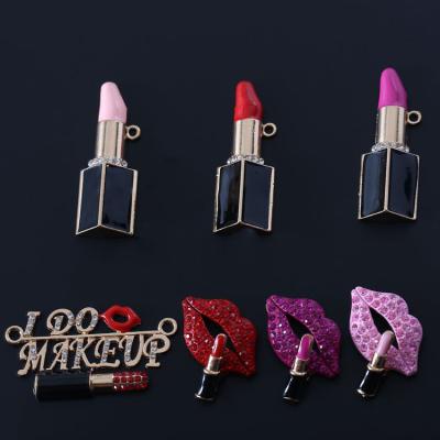 China Clog Hot New Design Lipstick Charm Sale Luxury Lady Metal Charms For Shoes Clogs Sandal Clog Metal Shoe Charm Wholesale for sale