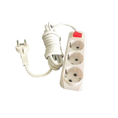 China Residential / General Purpose Russia Ukraine EAC Certificated Electrical Switch 3 Plugs Extension Power Cord Tape 3M Wire for sale