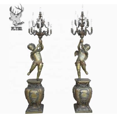 China Europe French Style Antique Large Bronze Angel Candelabra for sale