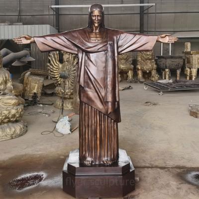 China Custom Bronze Statue From Europe The Great Bronze Christ Meditating Jesus Statue For Outdoor Decoration for sale