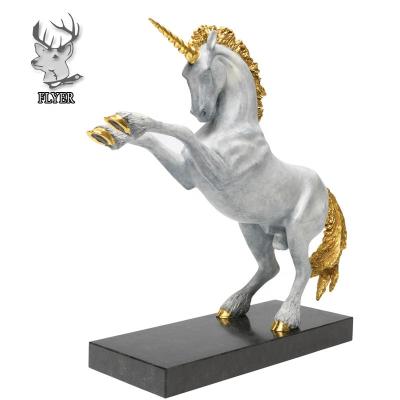 China Europe Outdoor Decoration Bronze Sculpture Cast White Color Unicorn Bronze Animal Statue Bronze Sculpture for sale