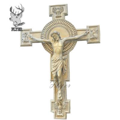 China Europe Jesus Christ Sculptures Carving Crucifix Cast Jesus Cross Bronze Statue for sale