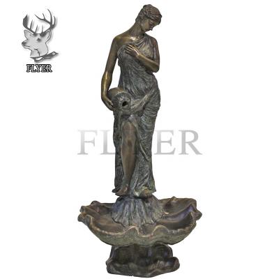 China Europe Woman Bronze Standing In Bronze Lady Sculpture Fountain Of Shell Fountain Life Size Casting for sale