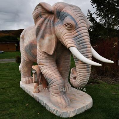 China Large Modern Outdoor White Marble Animal Sculpture Stone Carving Elephant Statue for sale