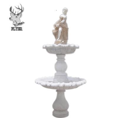 China Modern Garden Decoration Marble Stone Carving Fountain With Beautiful Girl for sale