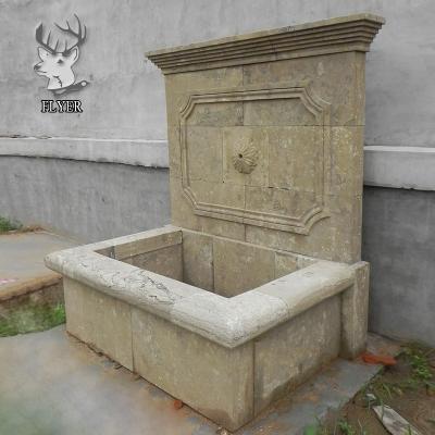 China Wholesale Traditional Custom Antique Stone Water Feature Marble Stone Wall Fountain for sale