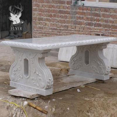 China Modern High Polished Long Bench Natural Marble Stone Garden Chair Marble Stone Carvings for sale