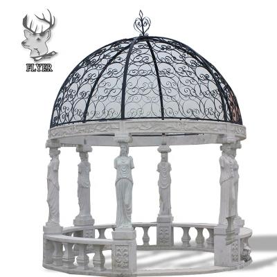 China Modern Outdoor Roman Stone Column Garden Gazebo White Stone Columns for sale