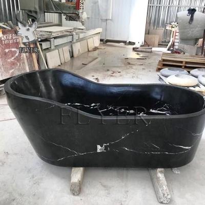 China Nero Marquina Bathtub Freestanding Natural Black Marble Bathtub Nero Marquina Bathtub for sale