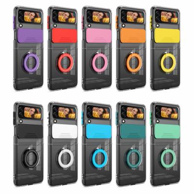 China Soft Clear Protective Camera Lens Shockproof TPU Phone Case With Phone Holder For Samsung Galaxy Z Flip3 for sale