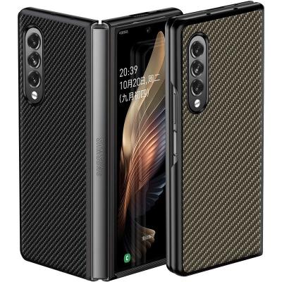 China Anti Drop Phone Case Carbon Skin Shockproof Luxury Fiber Hard PC For Samsung Galaxy Z Fold 3 for sale