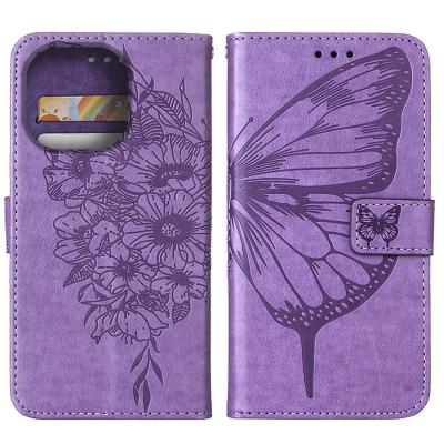 China Wholesale Shockproof Embossed Leather Card Holder Butterfly Wallet Cover Case For iPhone 14 pro 13 pro 12 11 Max XR XS 7 8 for sale