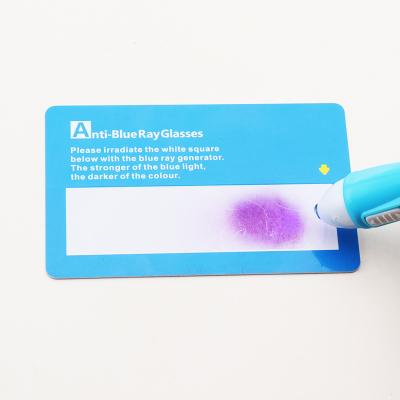 China 2021 Anti-blue Light Protect Ray Blocker Tester Testing Card Blue 8cm*5cm for sale