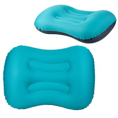 China PORTABLE Convenient Ultralight Inflatable Nylon Air Pillow Sleep Cushion Travel Bedroom Boosting Beach Car Rest Flat Head Support for sale