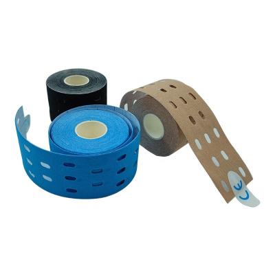 China Waterproof Porous Cotton Hole Muscle Relief Treatment Kinesiology Therapy Tape High Quality Acupuncture Tape Puncher for sale