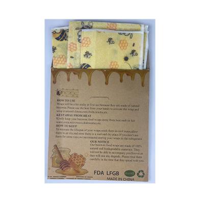 China Reusable Washable Beeswax Food Wrap Hot Selling Non-Toxic Natural Organic Honey Food Wrap Paper Beeswax Cotton Food Wrap for sale