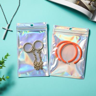 China European Custom High Quality Plastic Laser Jewelry Earrings Necklace Packaging Bag for sale