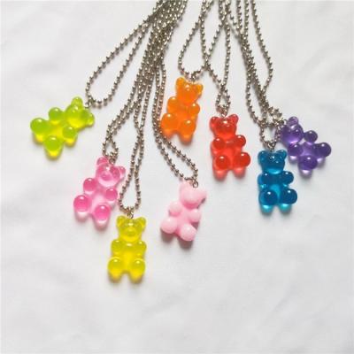 China FASHIONABLE Cute Transparent Jelly Gummy Necklace Jewelry Anime Pendant Girls Hip Hop Bear Necklace for sale