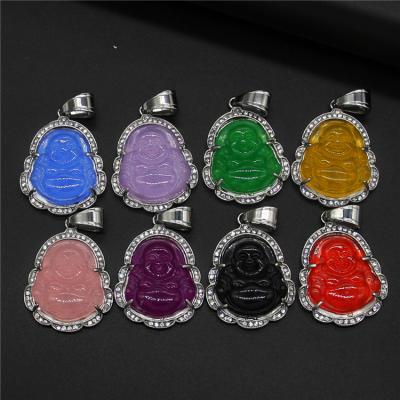 China Wholesale FASHIONABLE Stainless Steel Crystal Buddha Jade Pendant Necklace for sale