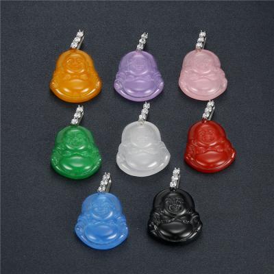 China Wholesale Colorful Religious Jade Buddha Necklace Crystal Jade Buddha Pendant Necklace for sale