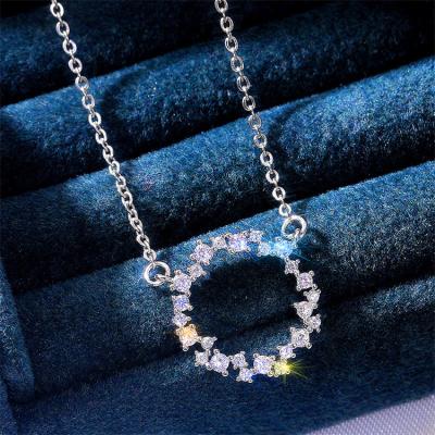 China Round Shape CLASSIC Full Diamond S 925 Sterling Silver Women's Pendant Necklace Fashion Jewelry for sale